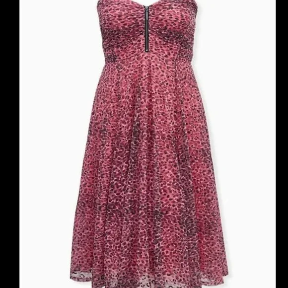 NWT Torrid x Betsey Johnson Black & Pink Leopard Mesh Tulle Dress Size 18 2X - Picture 4 of 5